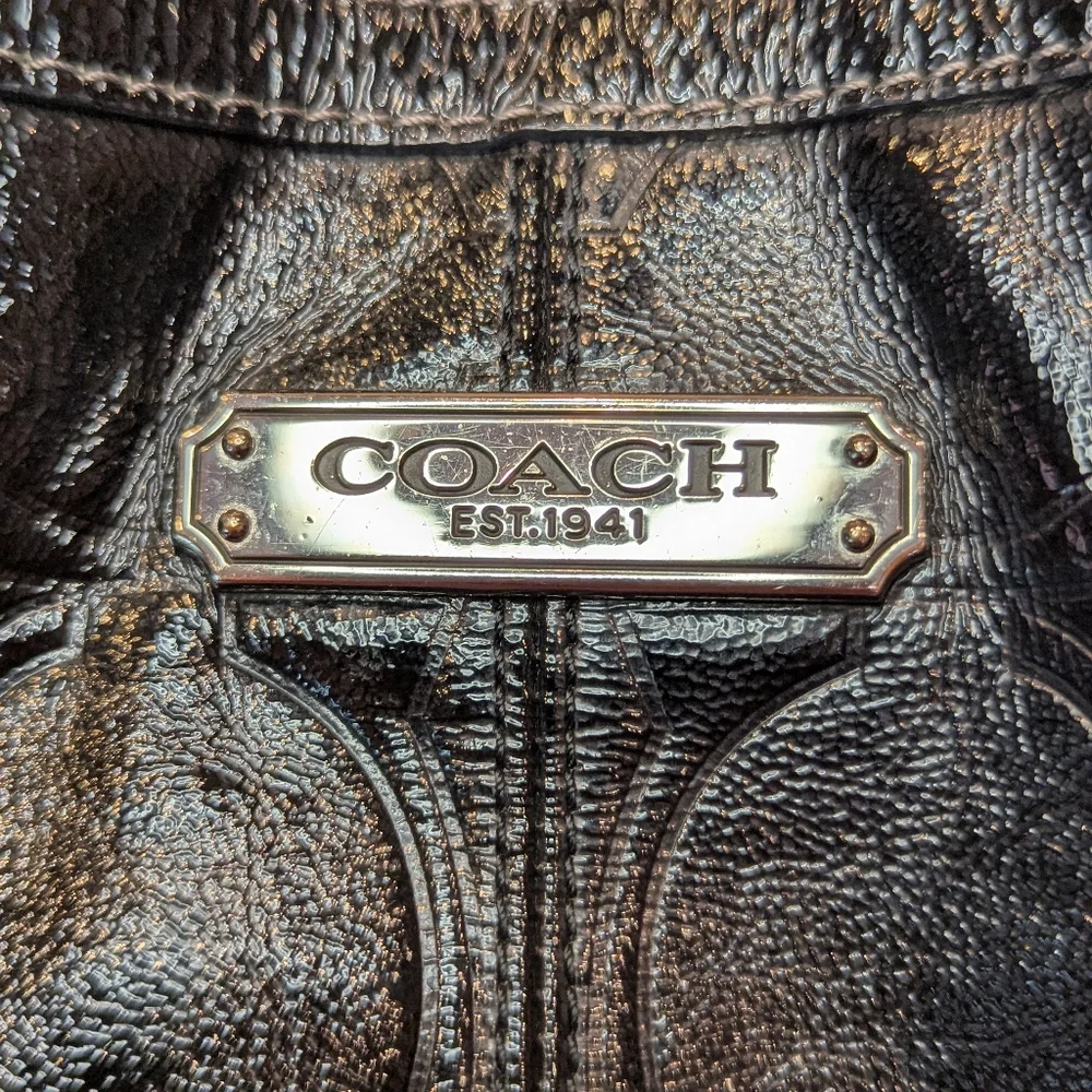 Coach Gallery Embossed Black Patent Leather Tote Bag EUC - Picture 2 of 11